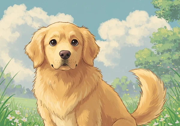 A dog transformed into Ghibli anime art by AI
