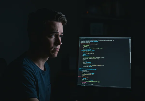 Frustrated user struggling with complex AI prompts.