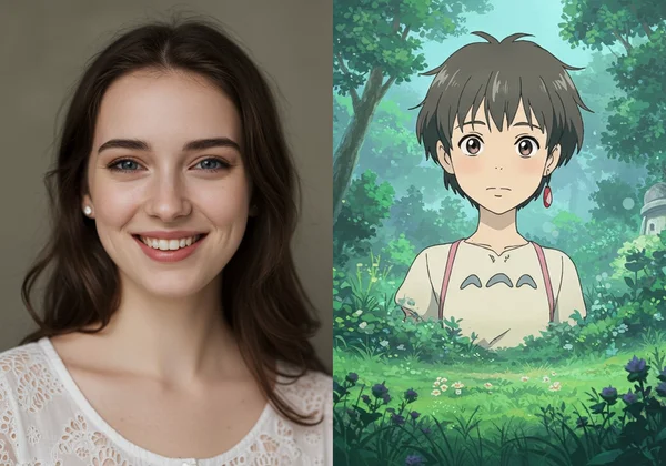 Photo transformed into Ghibli style using an AI drawing tool