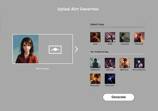 Simple AI art generator interface with no-prompt needed design