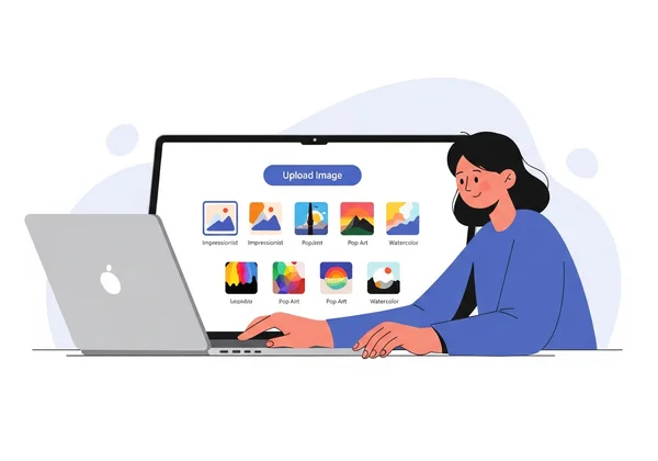 User easily creating AI art from photos