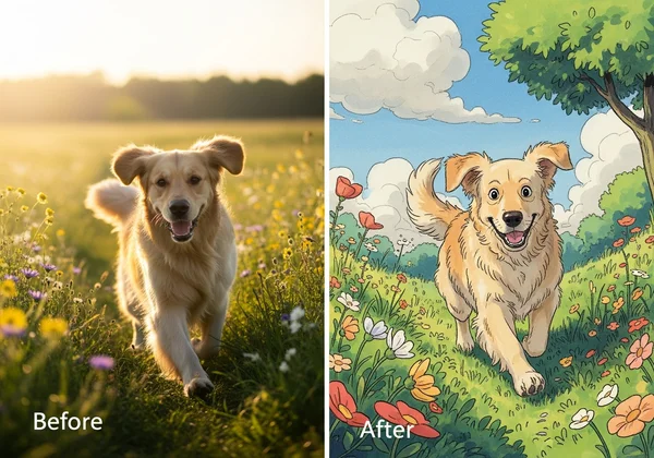 Before and after photo to art transformation