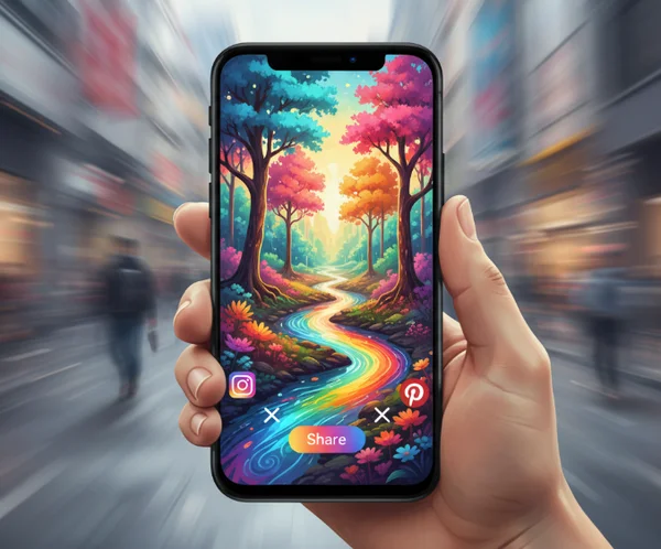 Sharing AI-generated art directly from mobile phone